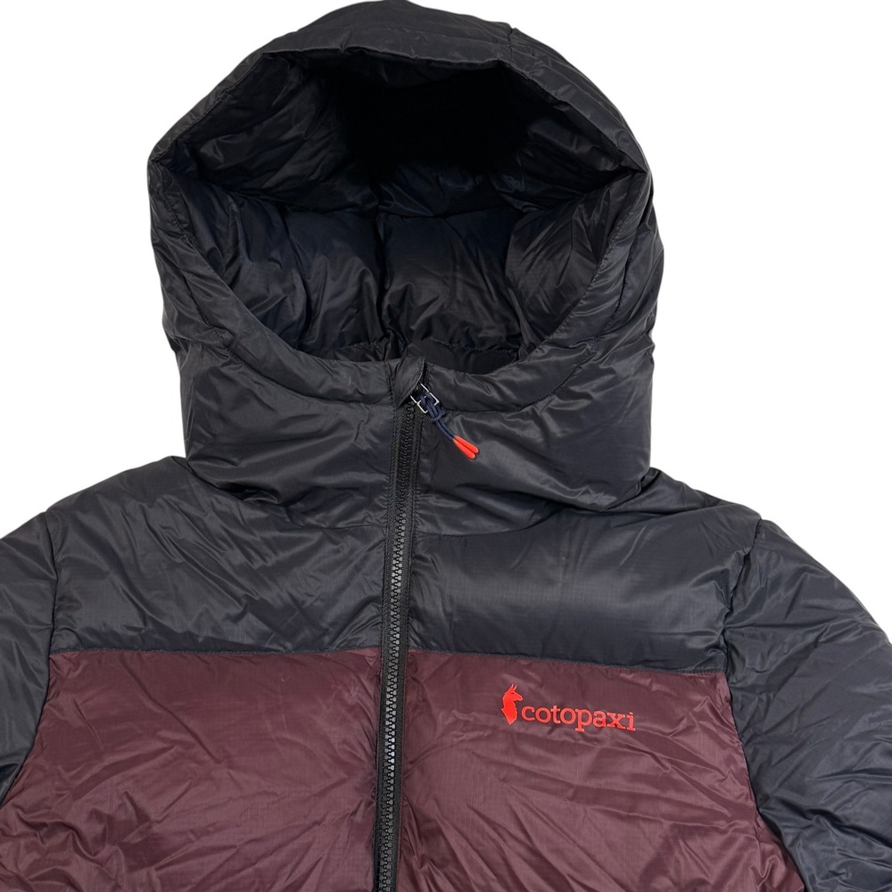 Cotopaxi Solazo Hooded Down Jacket Womens Small Black Maroon Navy Blue Puffer - Picture 10 of 13